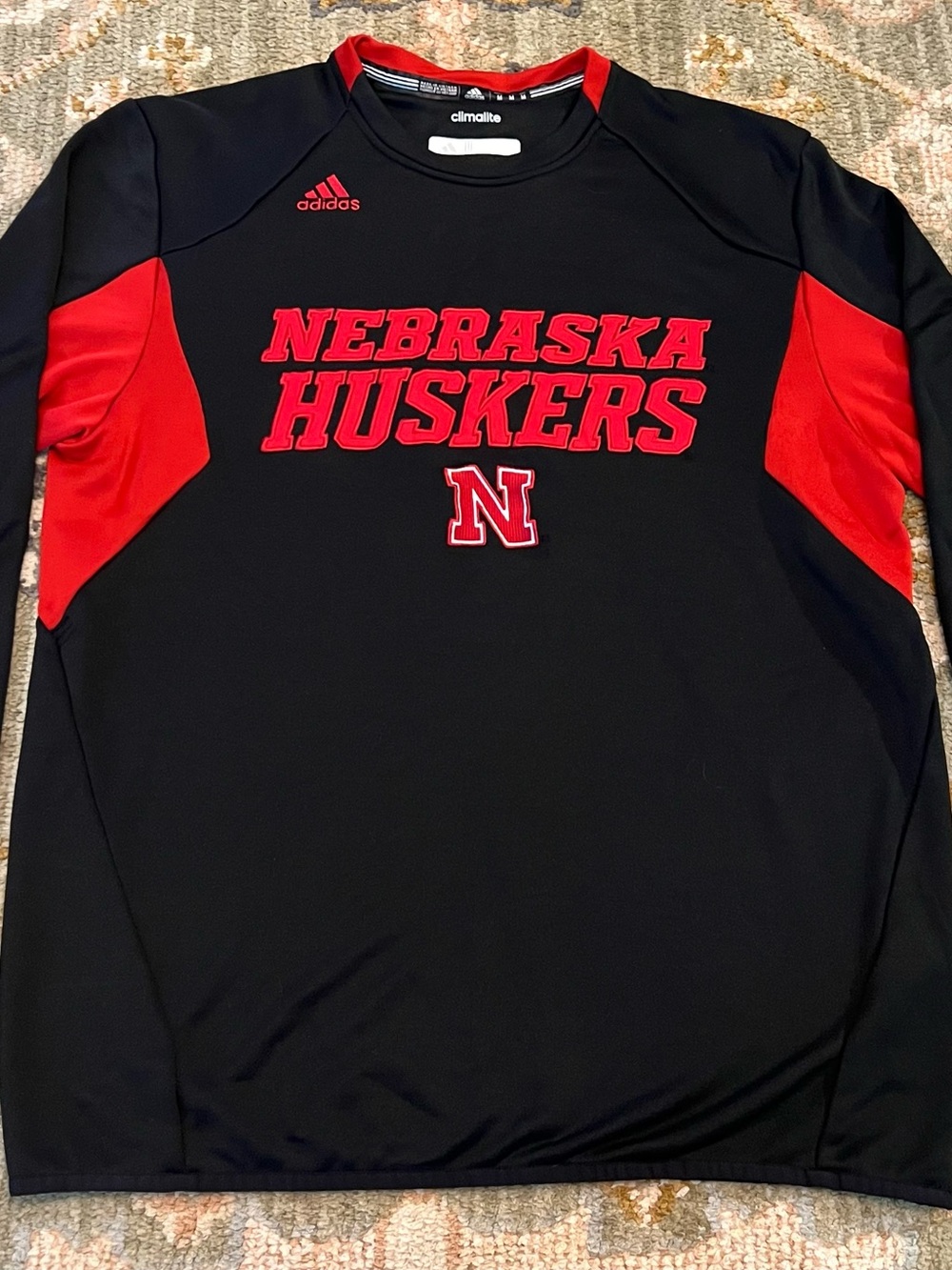 Nebraska Cornhuskers Adidas Sweatshirt Mens Climawarm Men Size Medium Black